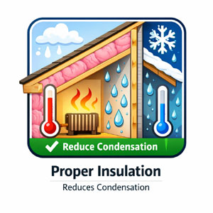 insulation reduces condensation on insulated shed