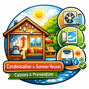 A summer house with condensation issues and various prevention methods.