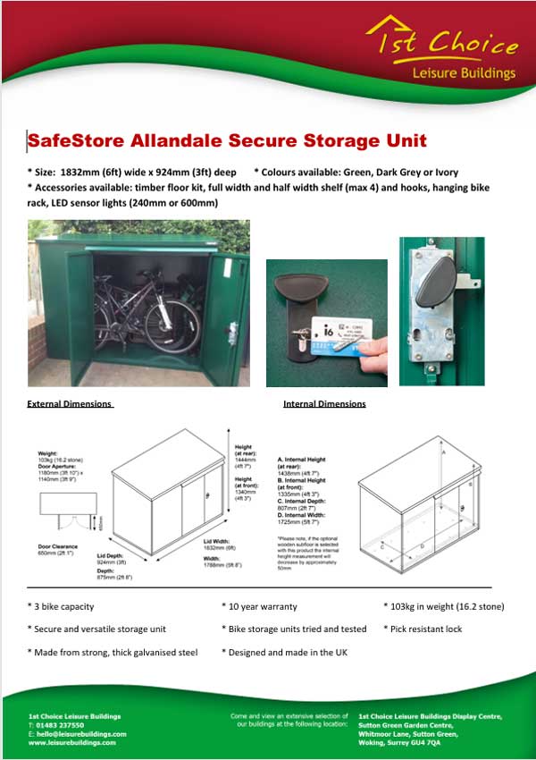 Click to download leaflet Image of GardenVault Allandale metal shed