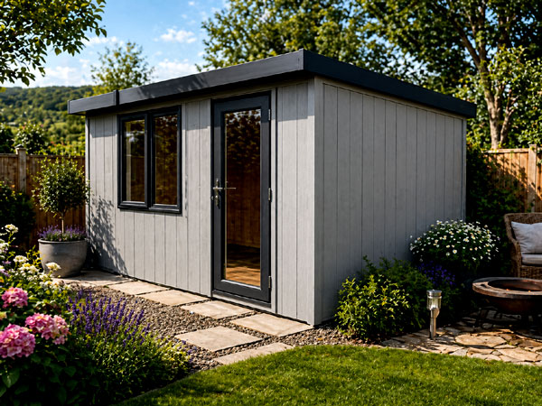 A modern garden room. Perfect in London for a garden office or relaxation space.