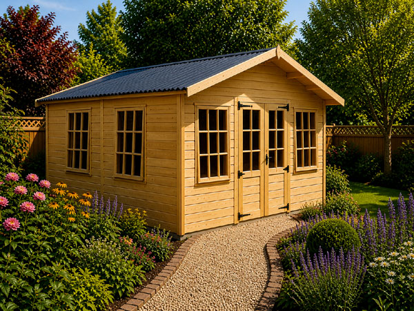 A modern summer building. Perfect in Twickenham for a summer room or relaxation space.
