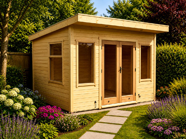 A modern summer building. Perfect in Woking for a summer room or relaxation space.