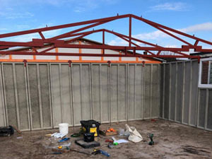 How a Lidget Concrete Garage Is Built | Step by Step 3 Installing concrete garage roof trusses