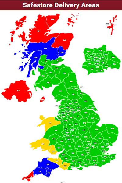 Click for main interactive delivery map Image of GardenVault metal sheds delivery area