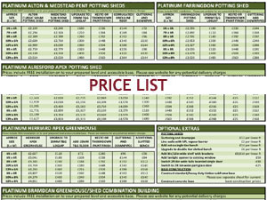 Platinum Potting shed price guide