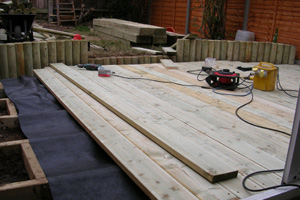 Constructing an area of timber decking