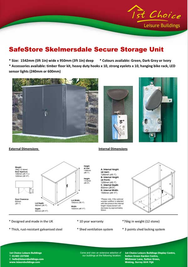 Click to download leaflet Image of GardenVault Skelmersdale metal shed