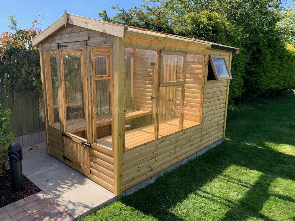 1st Choice Diamond Graffham Wooden Greenhouse Shed Combi With Free Fitting 10