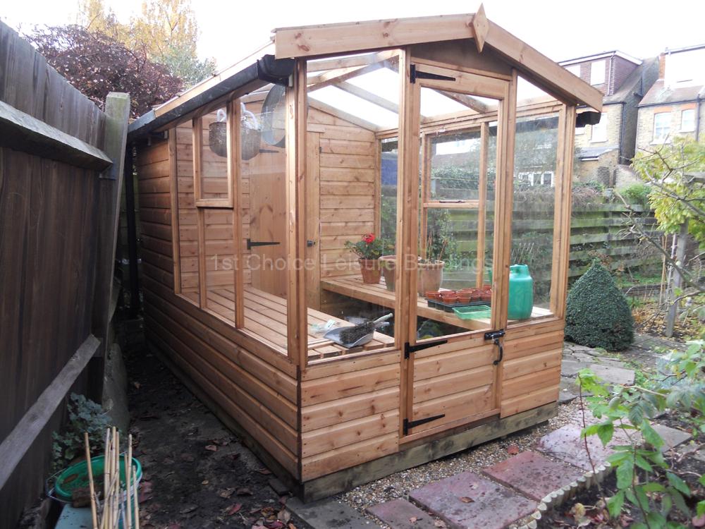 1st Choice Diamond Graffham Wooden Greenhouse Shed Combi With Free Fitting 5