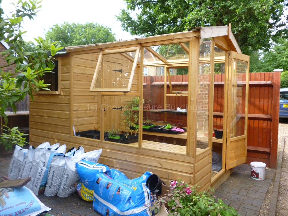 1st Choice Diamond Graffham Wooden Greenhouse Shed Combi With Free Fitting 20