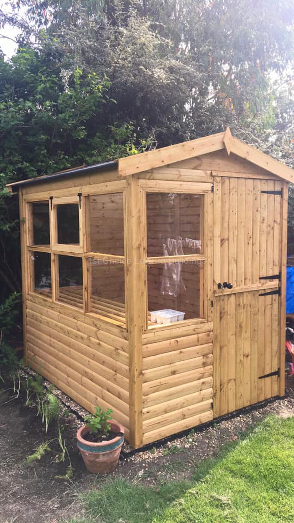 1st Choice Diamond Petworth Apex Half Glass Roof Wooden Potting Shed With Free Fitting 16