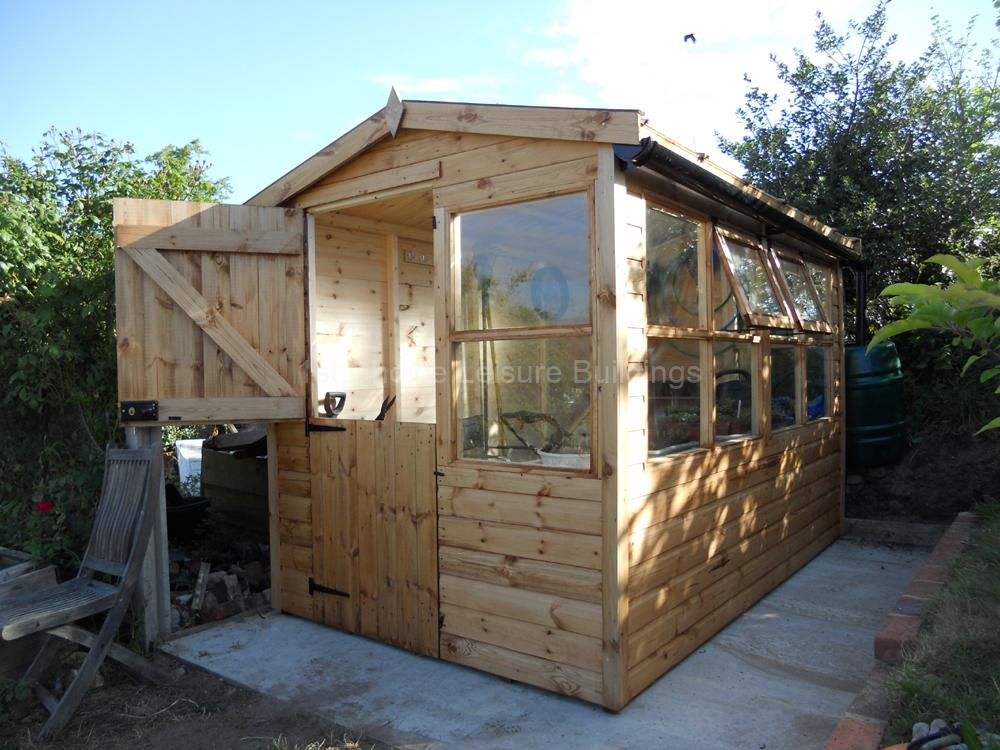 1st Choice Diamond Petworth Apex Half Glass Roof Wooden Potting Shed With Free Fitting 13