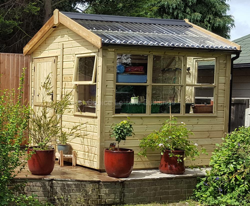 1st Choice Platinum Alresford Apex Pressure Treated Potting Shed ½ Corrugated Roof With Free Assembly 59