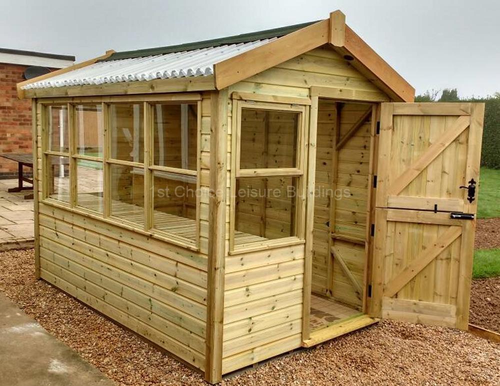 1st Choice Platinum Alresford Apex Pressure Treated Potting Shed ½ Corrugated Roof With Free Assembly 12