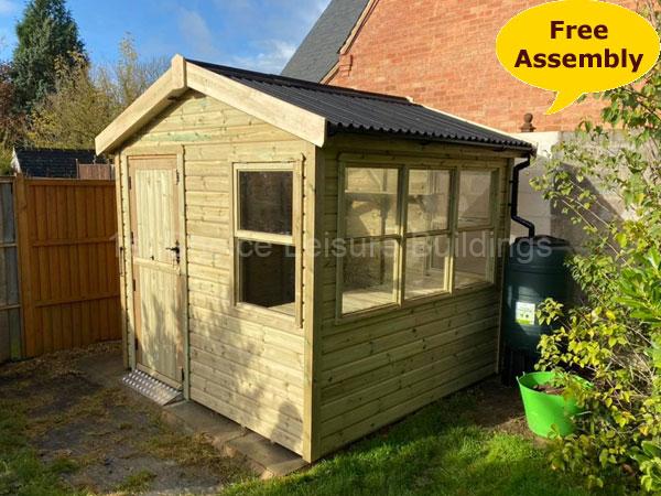 1st Choice Platinum Alresford Apex Tanalised Potting Shed Fully Boarded Roof With Free Fitting 1