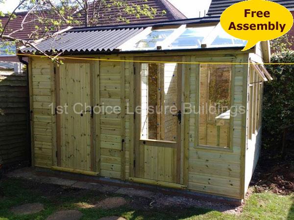1st Choice Platinum Bramdean Pressure Treated Greenhouse Combination Shed With Free Installation 1