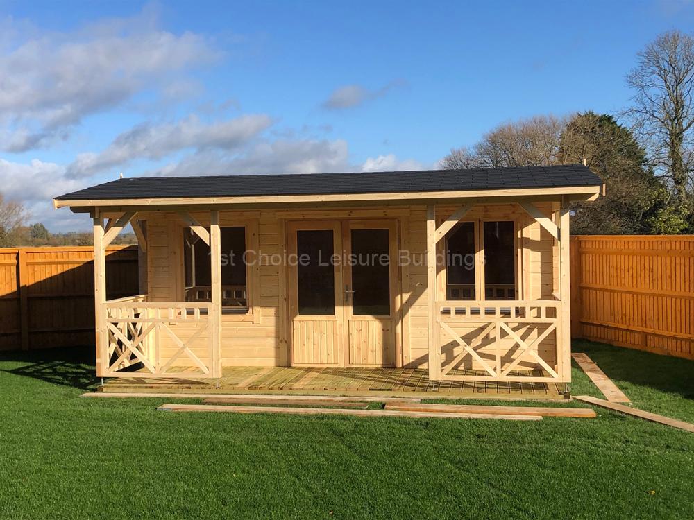 1st Choice Trentan Shere '2' Low Apex Double Glazed 70mm Log Cabin 1