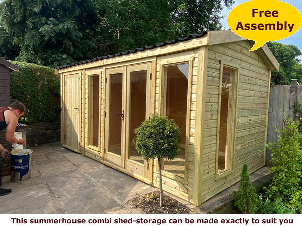 Apex Summerhouse With Side Shed Made To Suit Customer