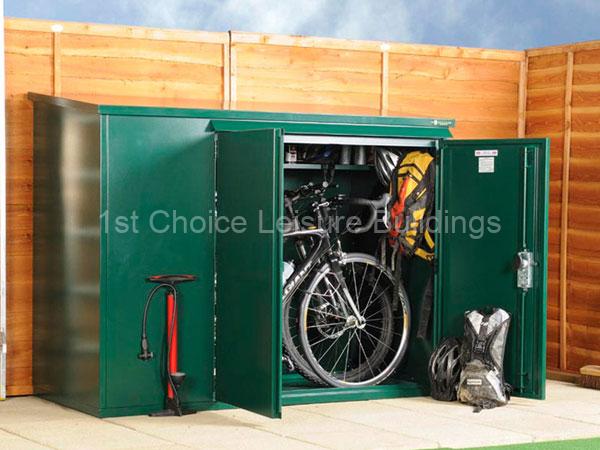 GardenVault 'Allandale' Bike Shed 1 Image of SafeStore Allendale Pent Metal Shed