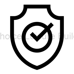 Black shield icon with a checkmark, symbolizing security and approval.
