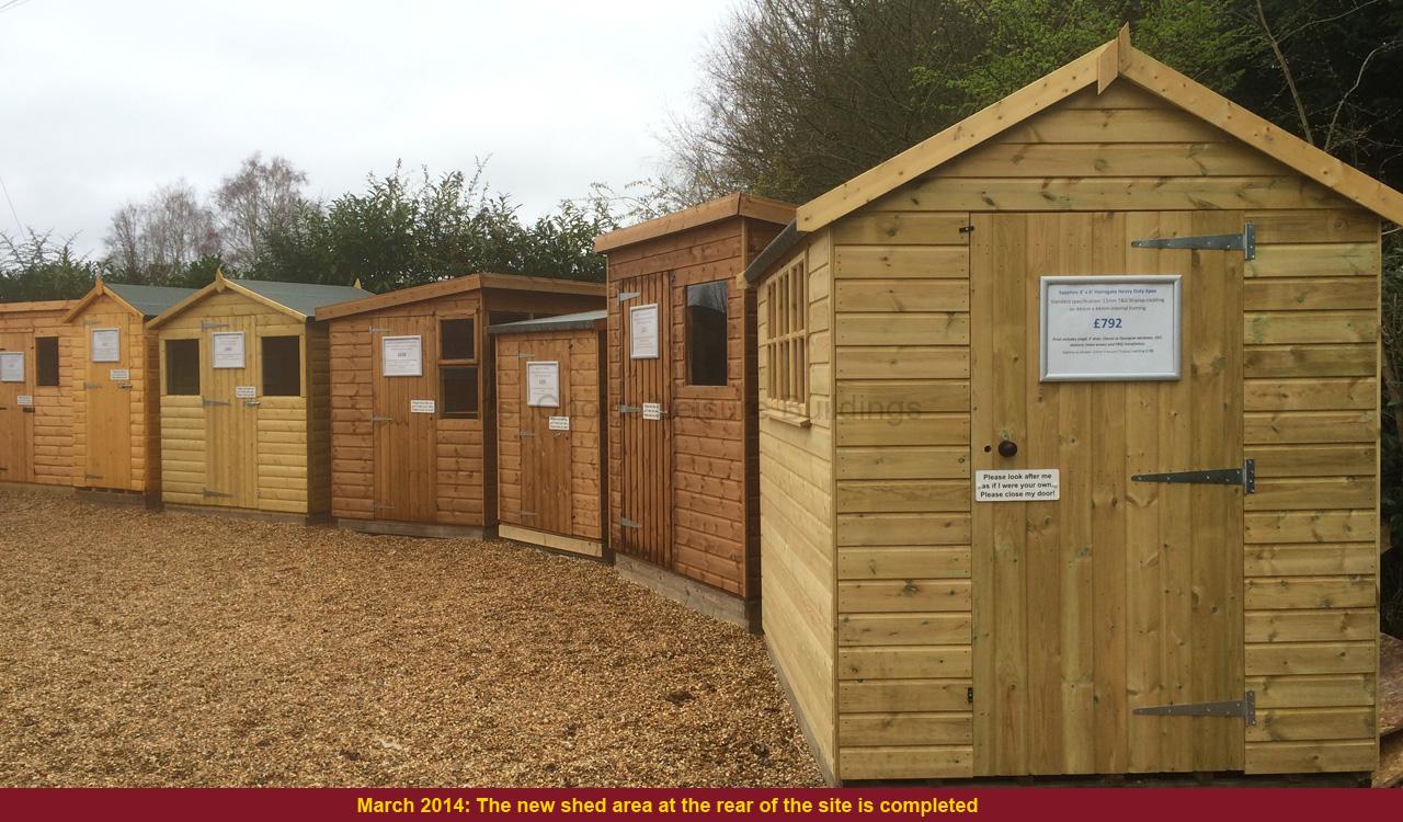 Wooden Garden Sheds for Sale UK A row of wooden garden sheds with price tags