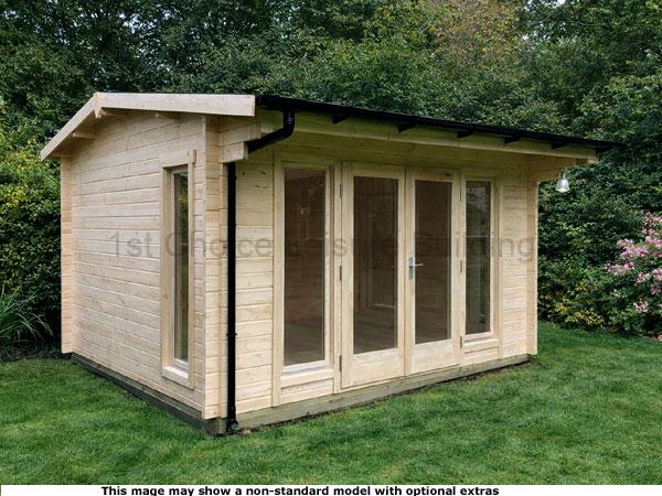 Chilworth Apex Cabin 1 A wooden garden log cabin with double doors and windows. A perfect outdoor storage solution.