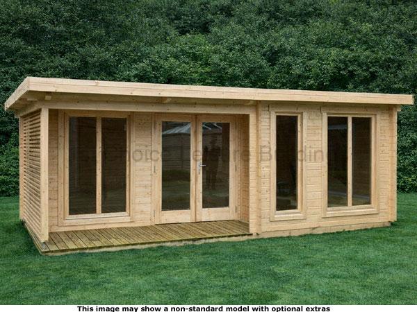 Mayford Apex Garden Cabin 1 A wooden garden log cabin with large windows and doors. Perfect for outdoor living