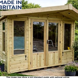 Platinum 6x8 Apex Fleet Garden Room with large windows and a sloping roof.