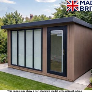 12x12 Royal Marlow Brown garden room with black trim and large windows