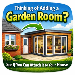 A garden room extension attached to a house, perfect for UK homeowners.