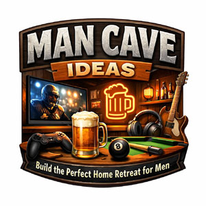 Man cave sign with beer, games and music