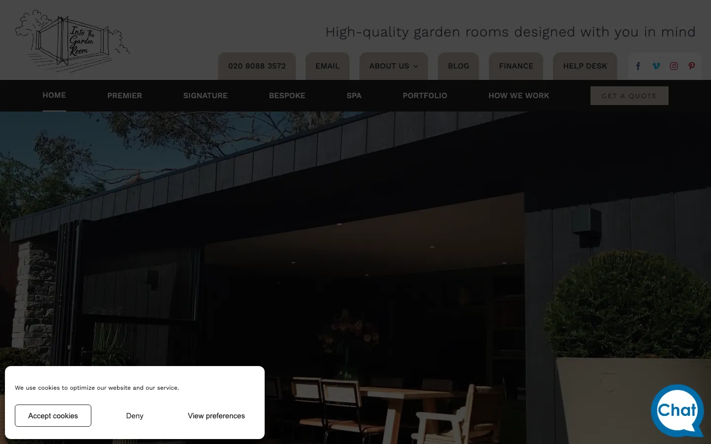 Into the Garden Room homepage showing the Signature range