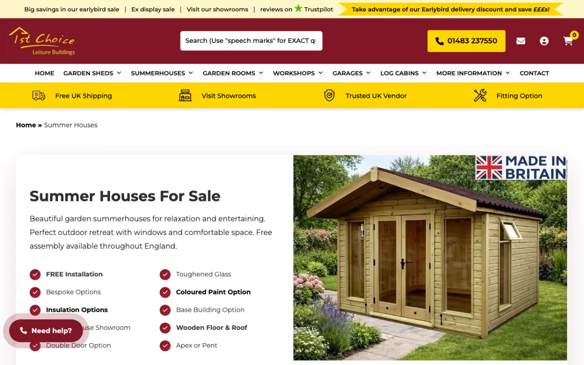 10 Best Summerhouse Suppliers in London 14 1st Choice Leisure Buildings summerhouse product range page
