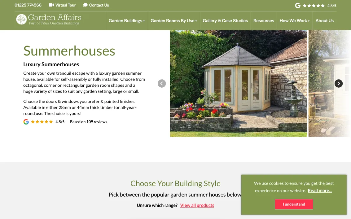 10 Best Summerhouse Suppliers in London 18 Garden Affairs summerhouse range page showing octagonal and corner timber summerhouses