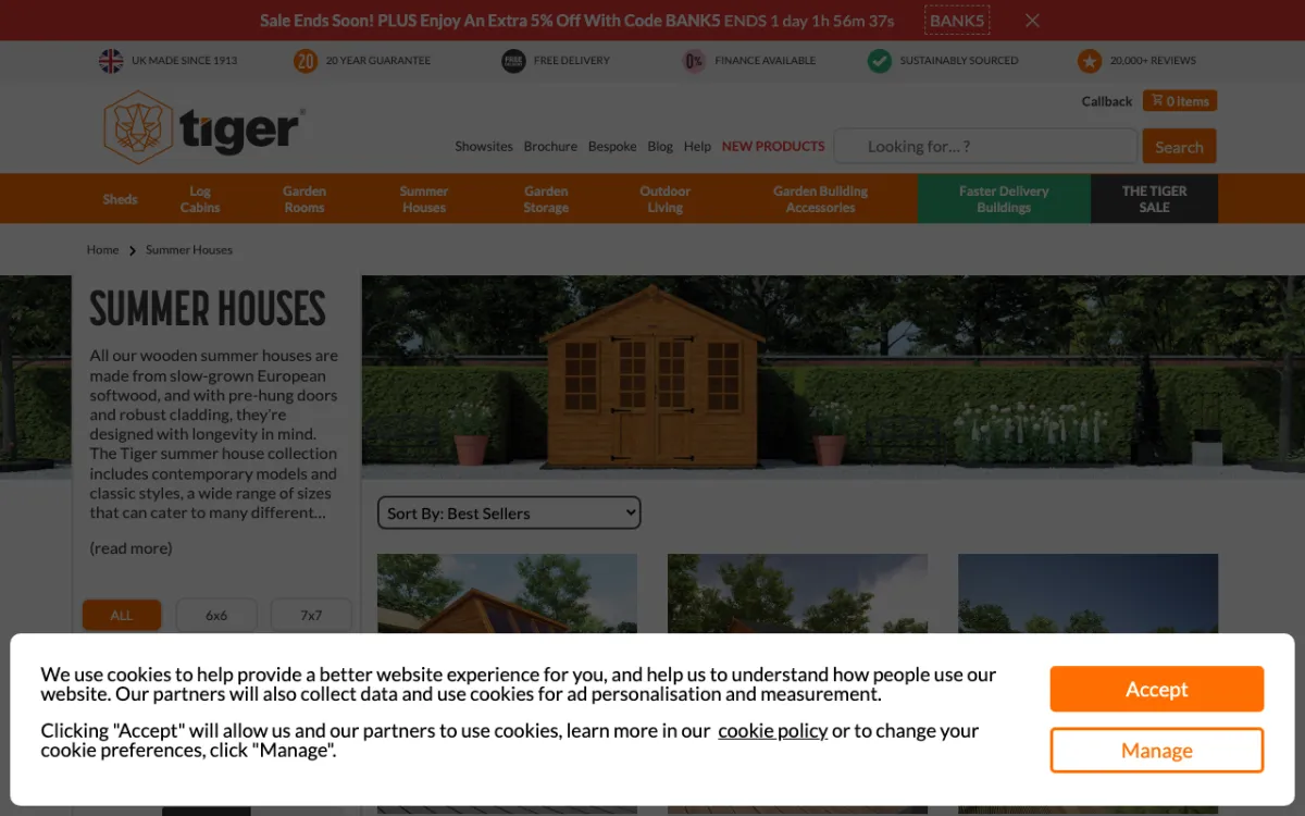 10 Best Summerhouse Suppliers in London 17 Tiger Sheds summerhouse range page