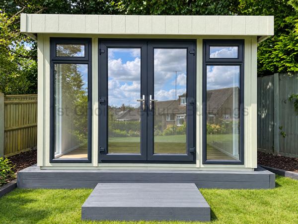 12x10 Royal garden room, fully insulated with UPVC double glazed doors and window. Strongcore cladding colour chosen by customer.